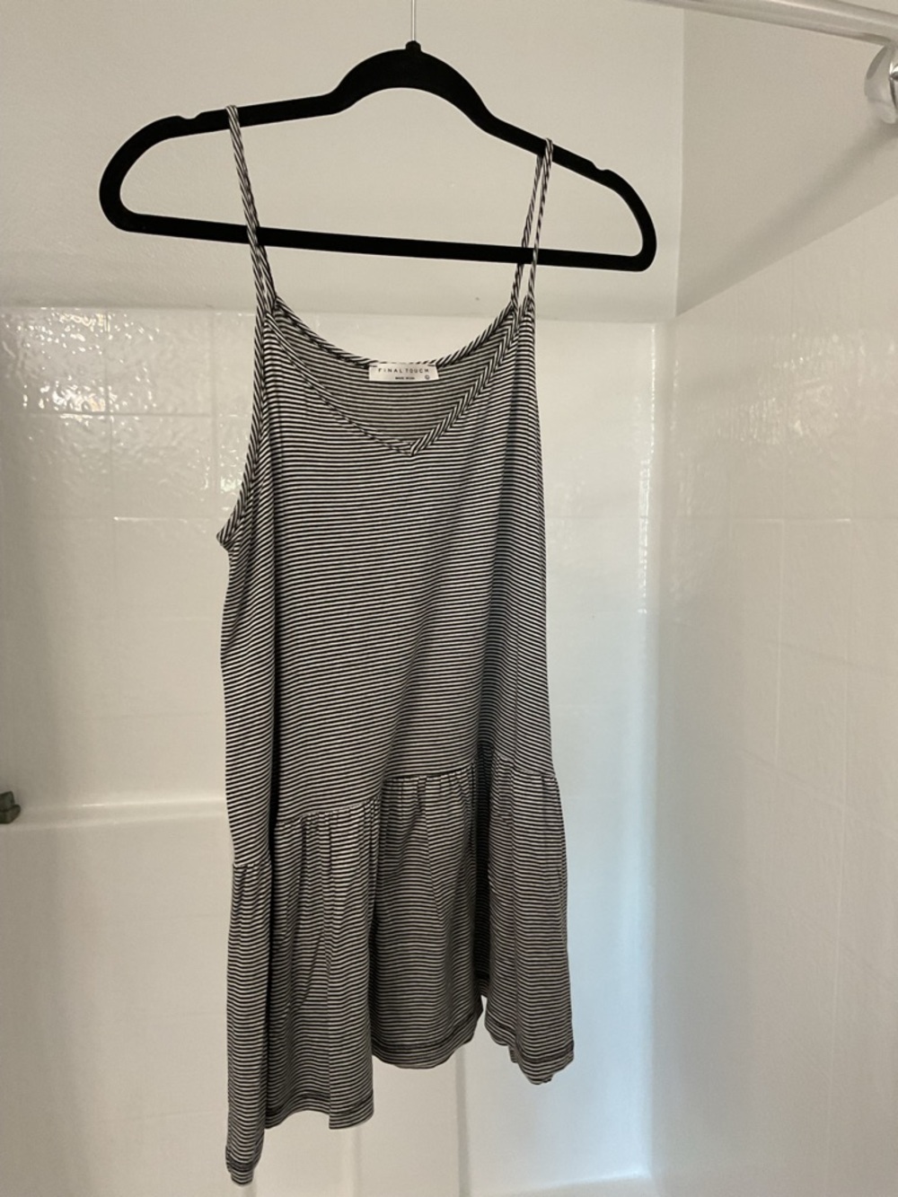 Final Touch Black and White Striped Spaghetti Strap Camisole